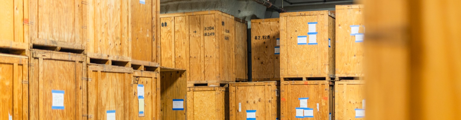 Crates in storage
